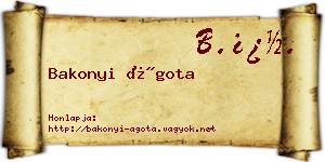 Bakonyi Ágota névjegykártya